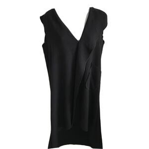 EUC Xenia Design Womens Size 36 Slip On Dress Black w/ Pockets Polyester V-neck